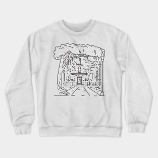 Forsyth Park in the District of Savannah Georgia USA Mono Line Art Crewneck Sweatshirt